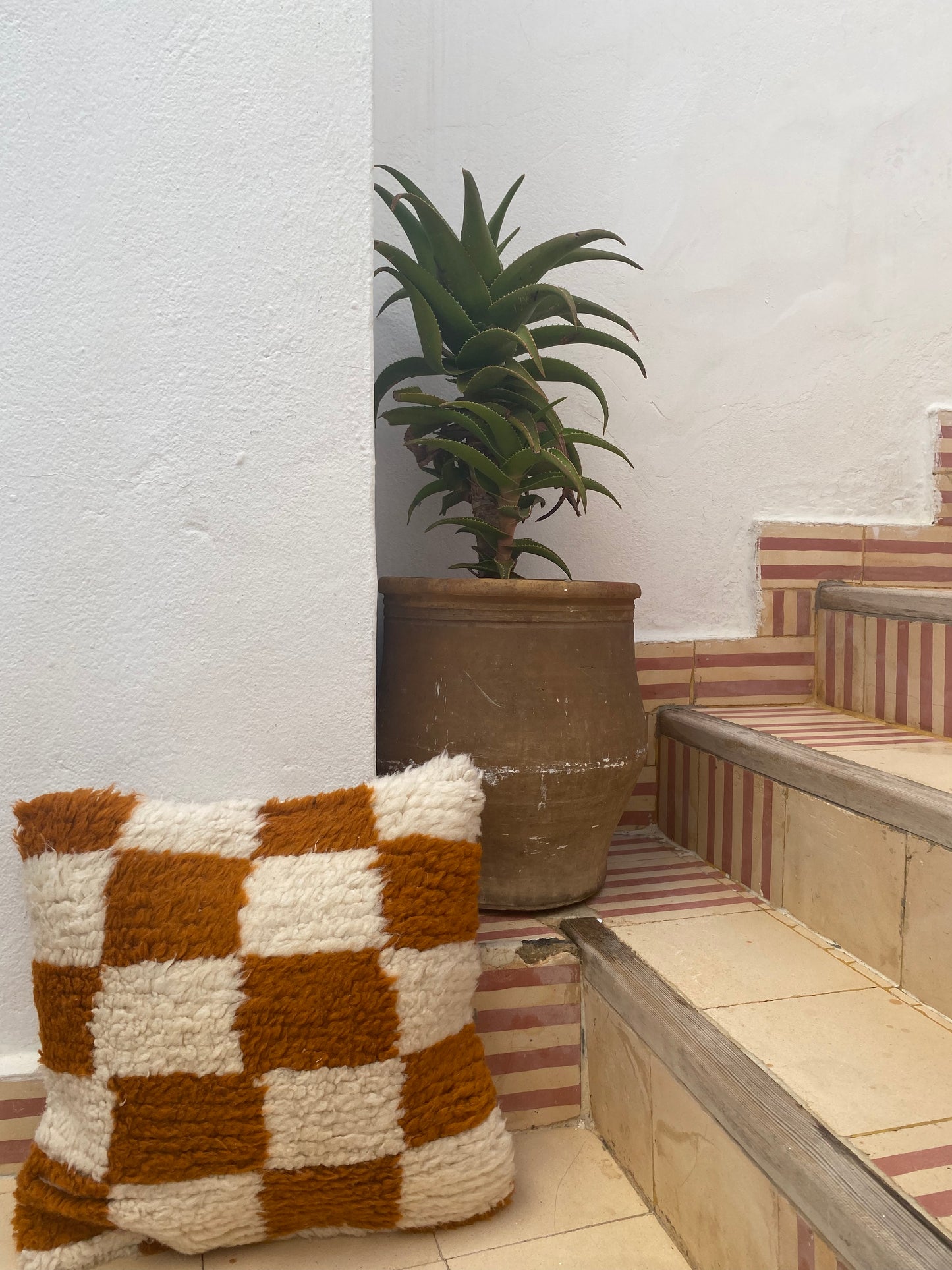 Checkered wool pillow