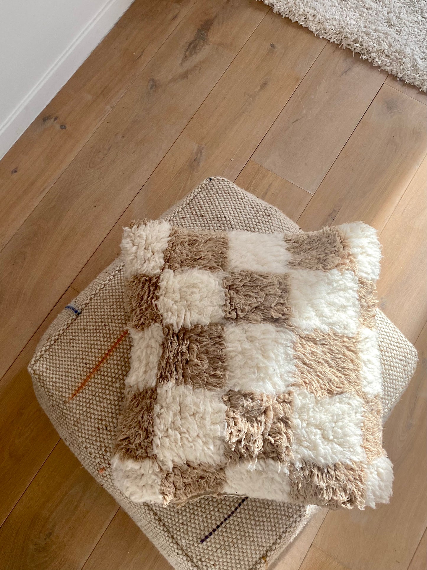 Checkered wool pillow