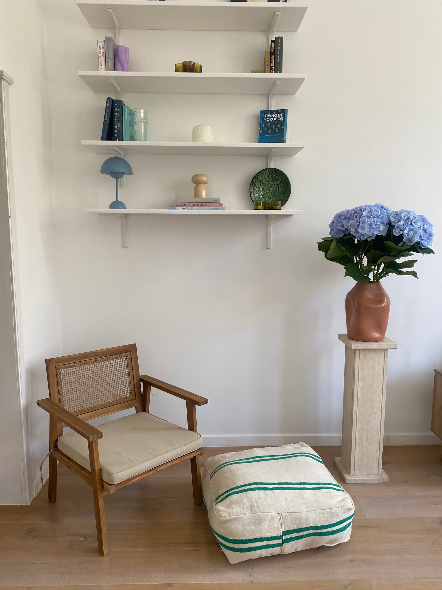 Green striped pouf