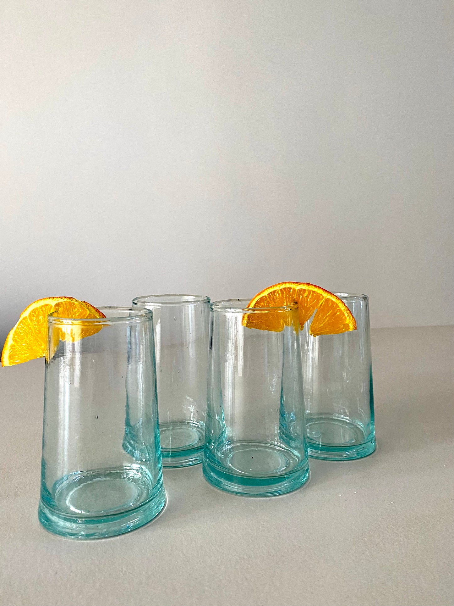 Tall upcycled blue water glasses (set of 4)