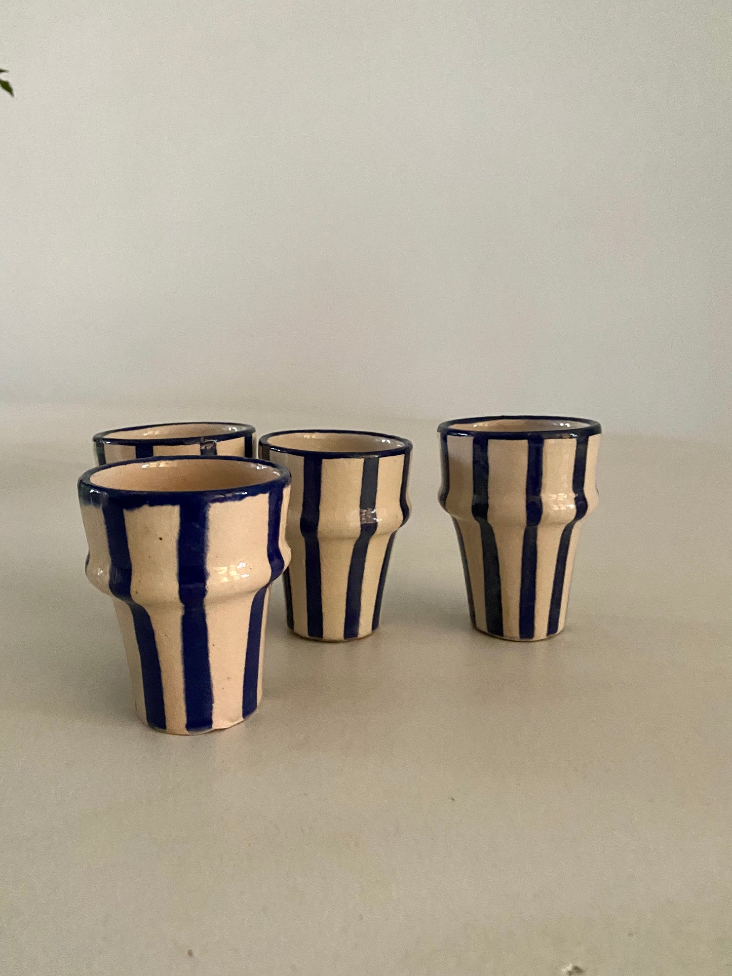 Blue striped small coffee cups (set of 2)