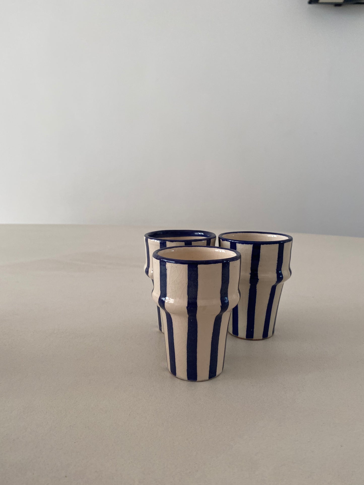 Blue striped coffee cups (set of 2)