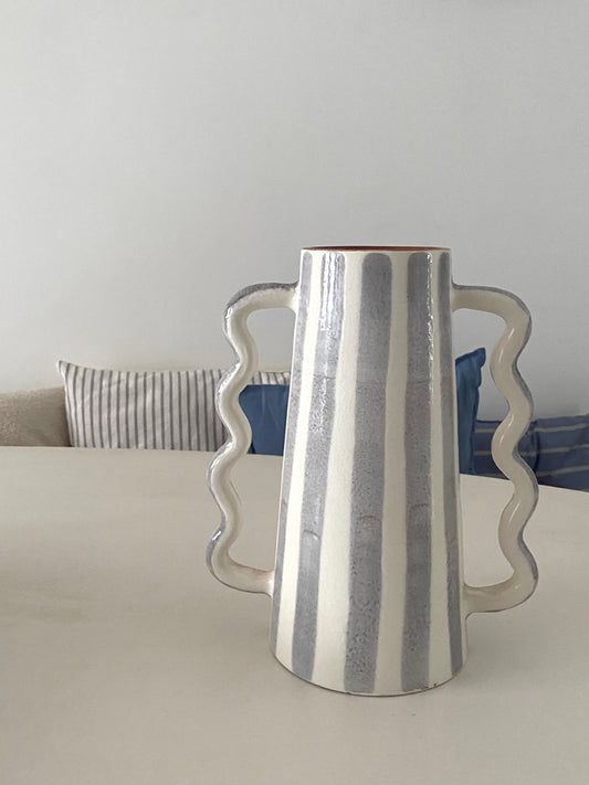 Striped wiggly vase