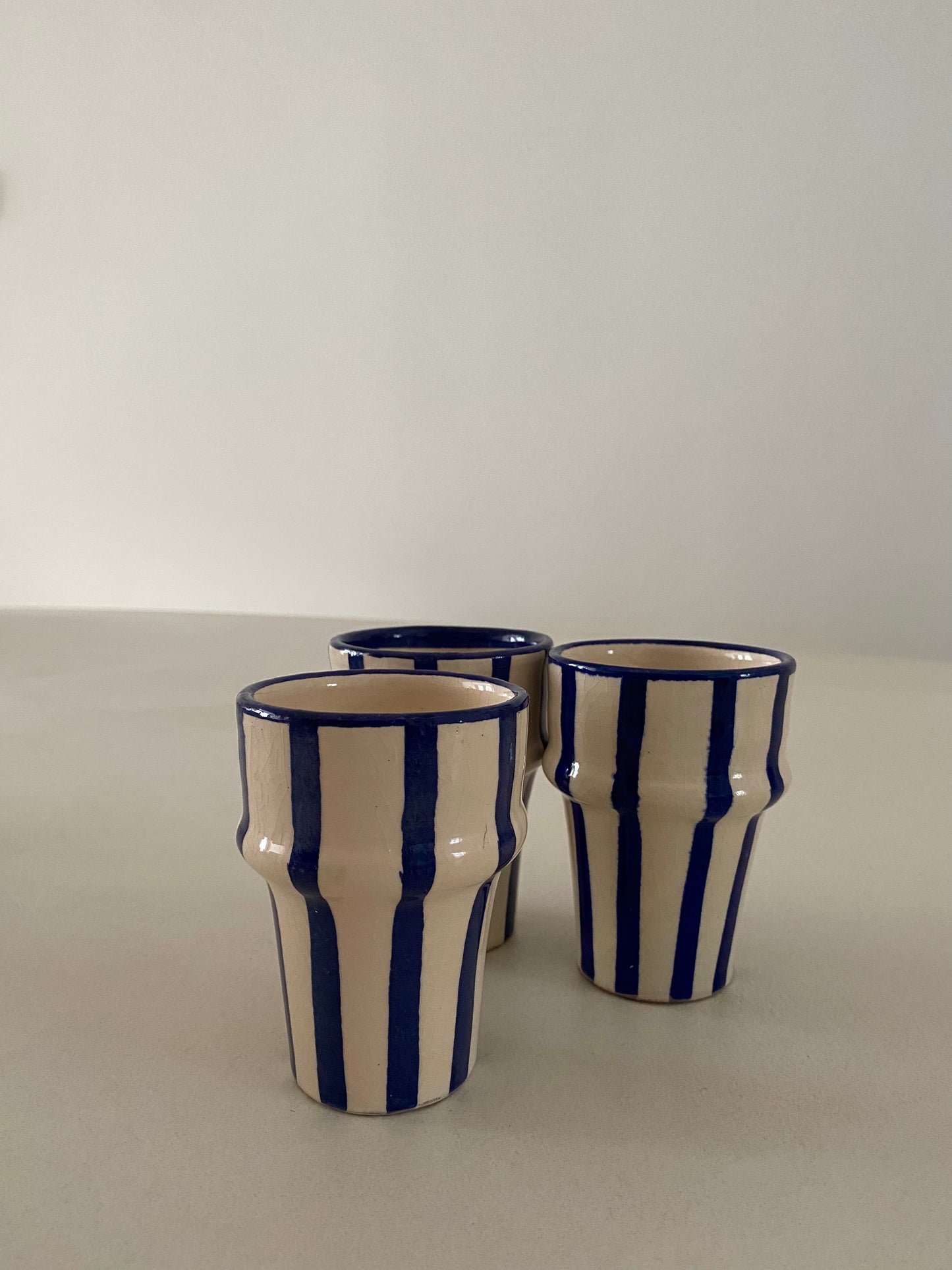 Blue striped coffee cups (set of 2)