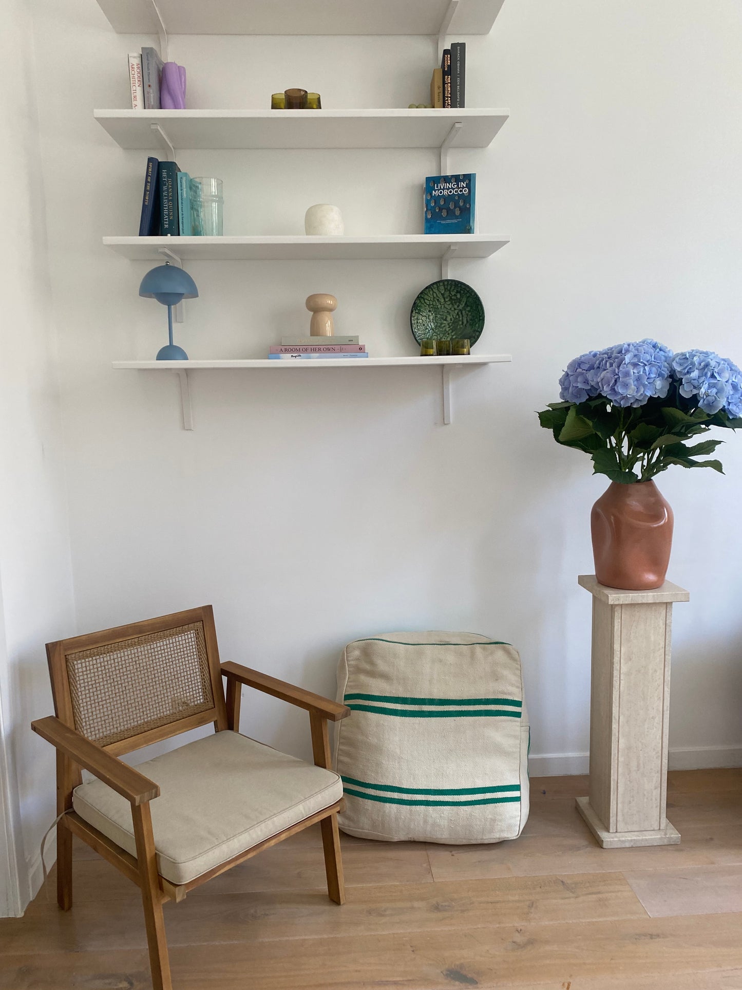 Green striped pouf