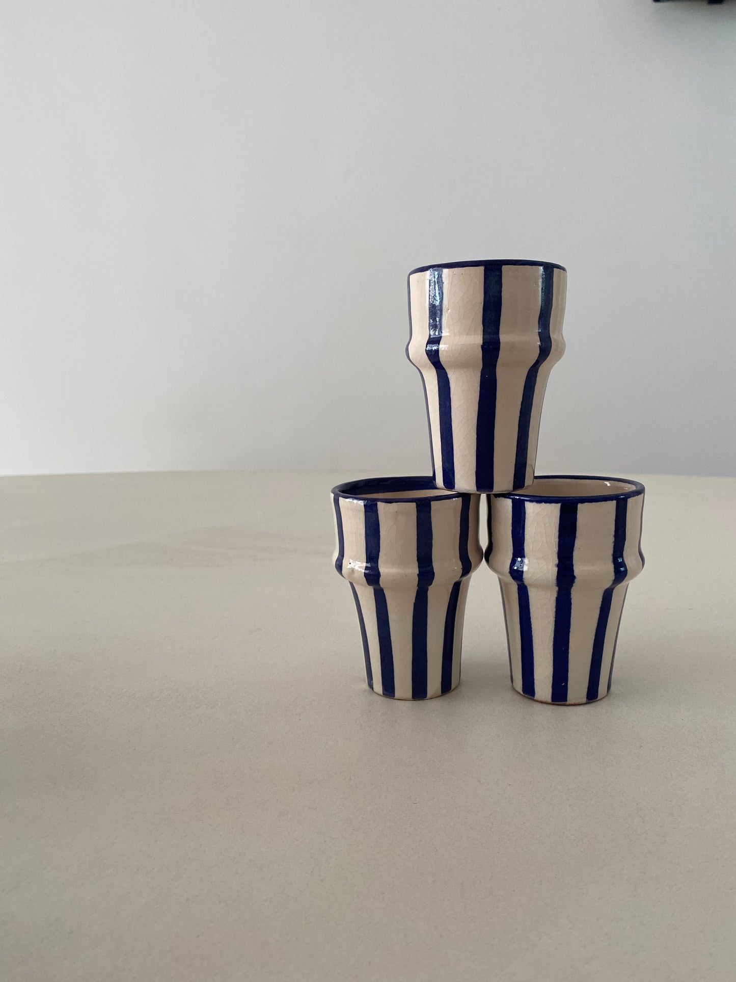 Blue striped coffee cups (set of 2)