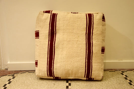 Burgundy stripe pouf