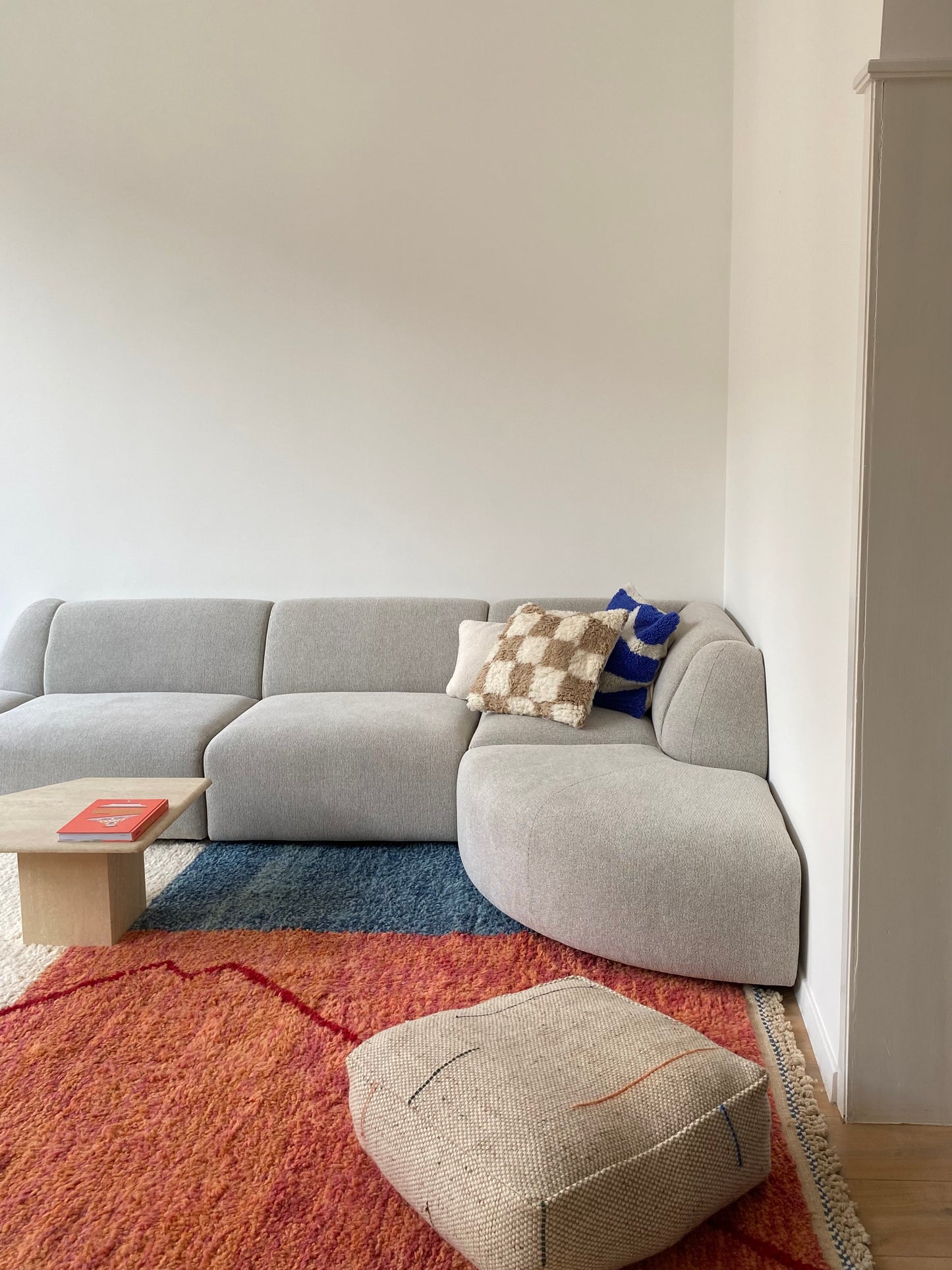 Checkered wool pillow