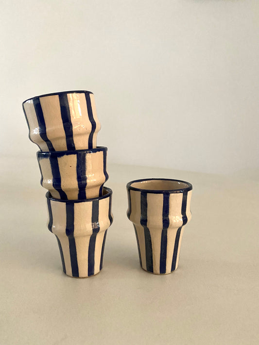 Blue striped small coffee cups (set of 2)