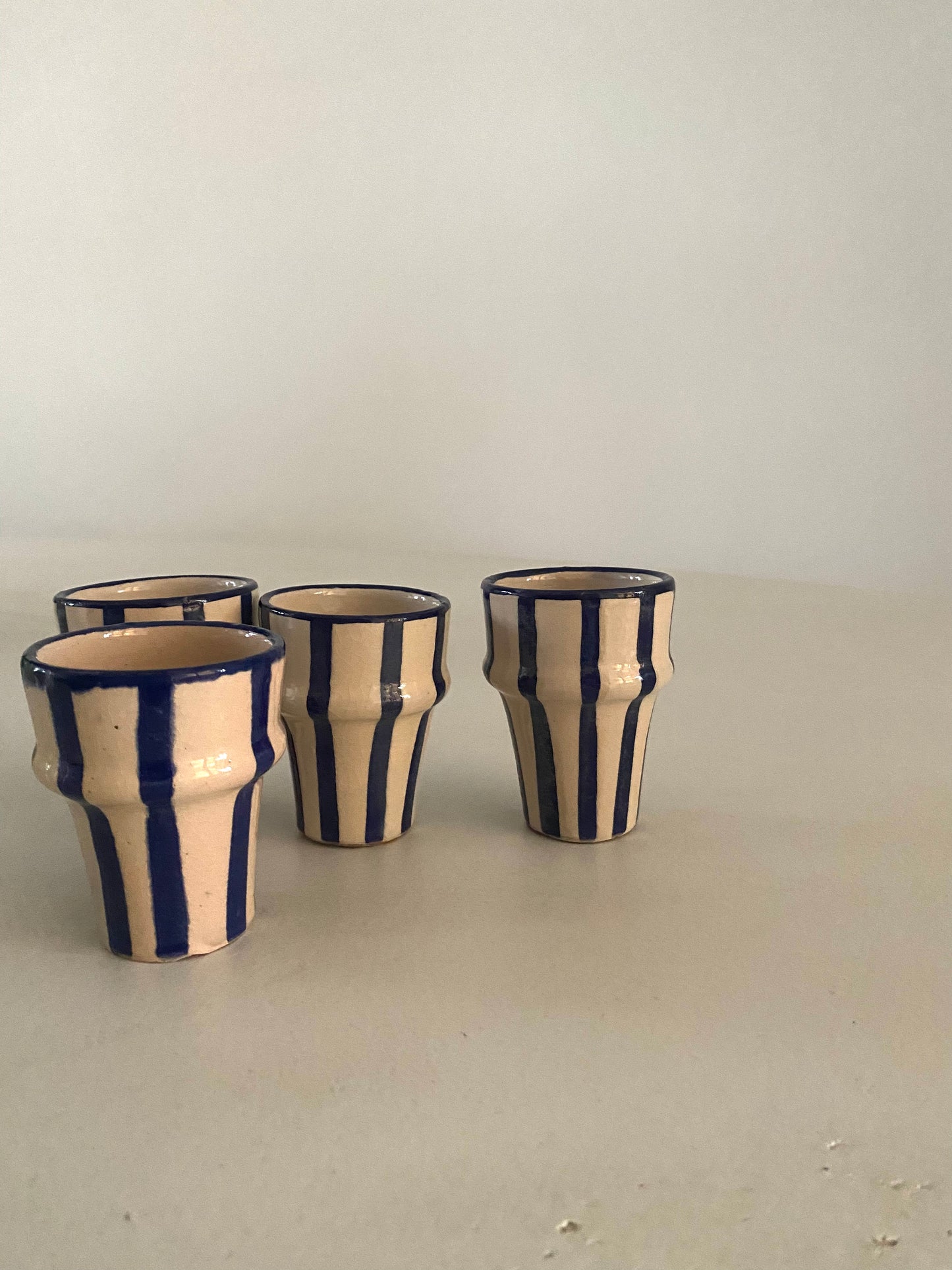 Blue striped small coffee cups (set of 2)