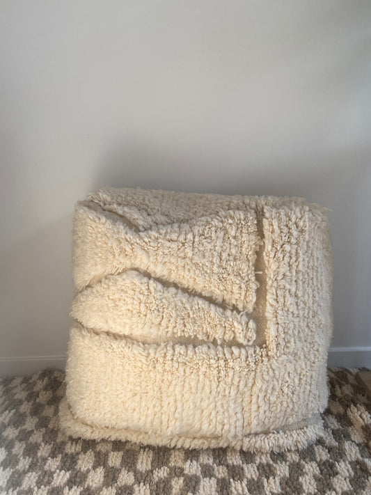 Beige abstract pouf