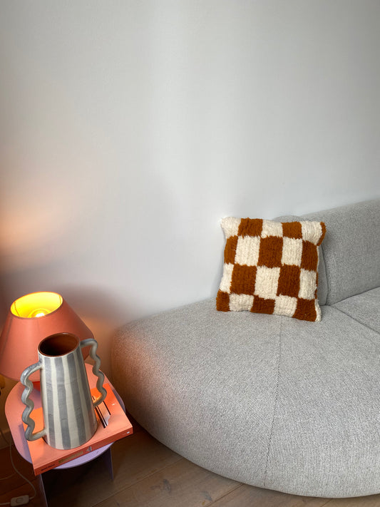 Checkered wool pillow