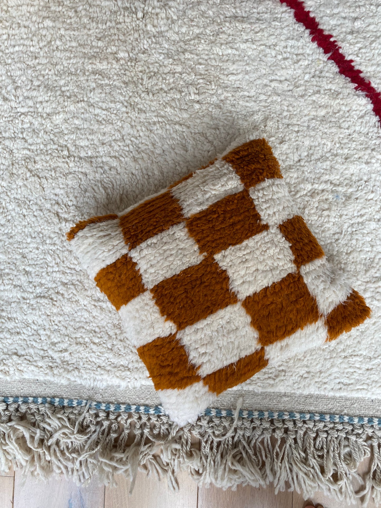 Checkered wool pillow