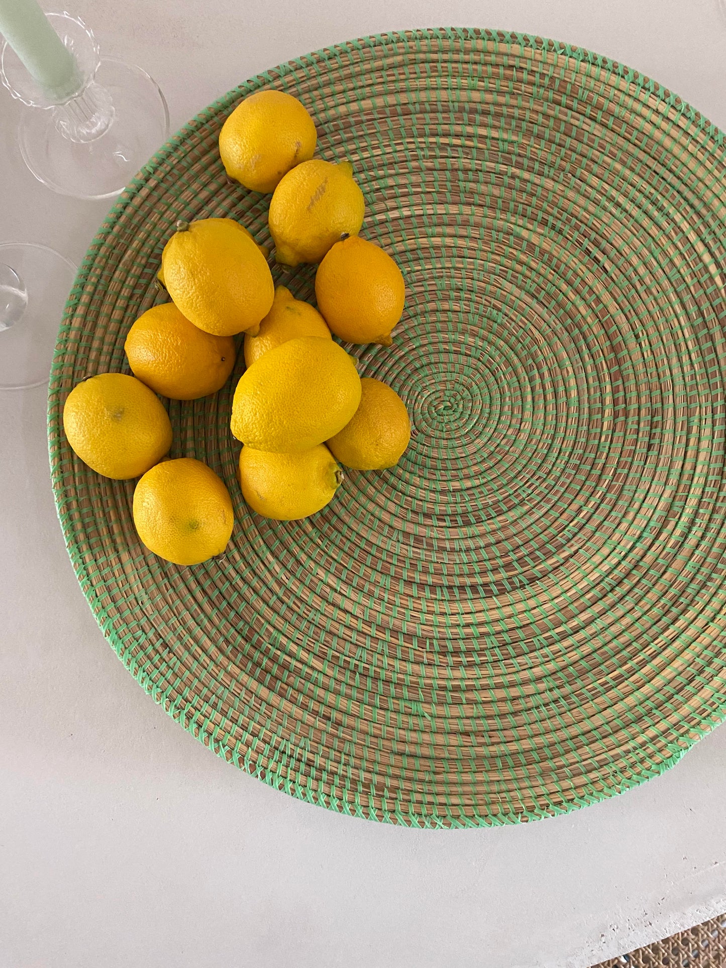 Green woven plate